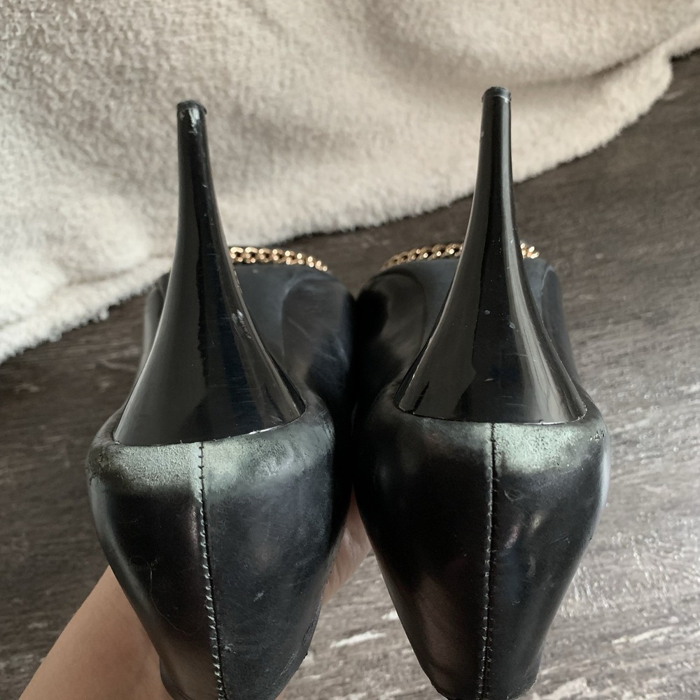 CHANEL Rare Black Lambskin Camellia Stiletto Chain Heel Size 40 - Picture 12 of 14